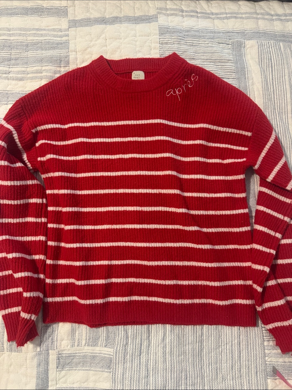 a new day Red and White Striped Crewneck Sweater - Men